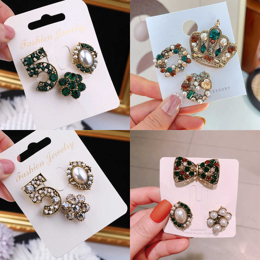 Fragrance Small New Fashion Retro Pearl Crown Brooch Pin Women Men Suit Jacket Brooches Pins 3pc/set J260915