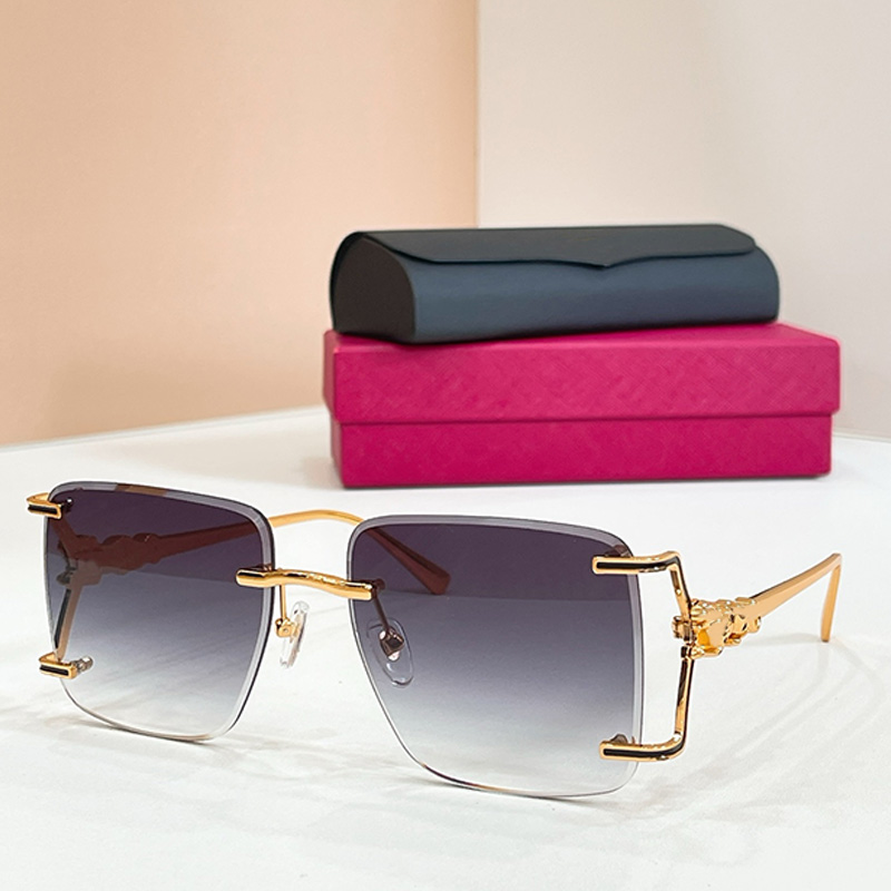 Female Designer Frameless Square Sunglasses top luxury Grey Gradient Lens Square Eyeglass Y2K Mens Womans outdoor multifunctional sunglasses CT02280