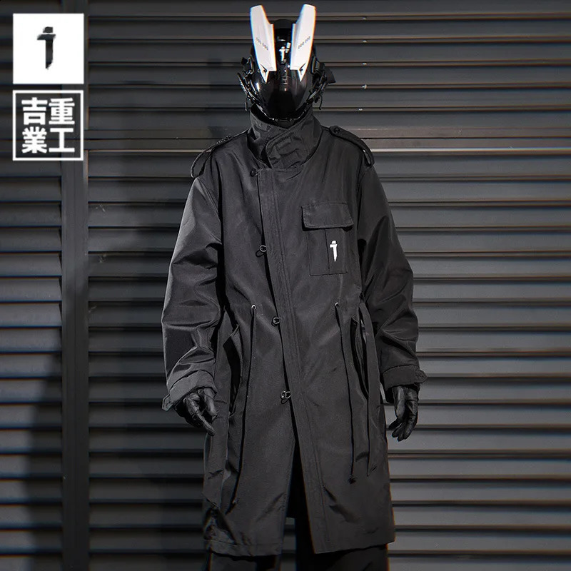 11 BYBB'S DARK Men Tactical Trench Jacket Autumn Long Coats Windbreaker Mens Loose Punk Functional Long Jackets Techwear 260916