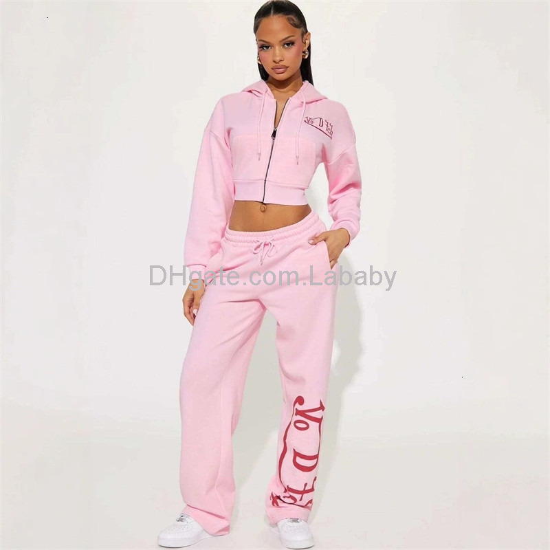 Fashion Designer Tracksuit High Street Two Piece Pants Set Women Cardigan Sweatshirt Drawstring High-Waisted Sweatpants Versatile Casual Track Suit