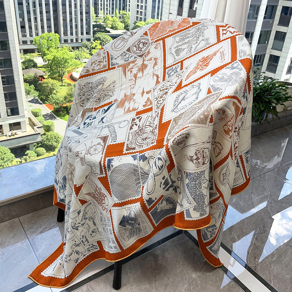 Double Faced Winter Hand Rolled Scarf Luxury Designer Shawls Women Silk Wool Scarves Lover Christmas Gift 135CM 26L0916