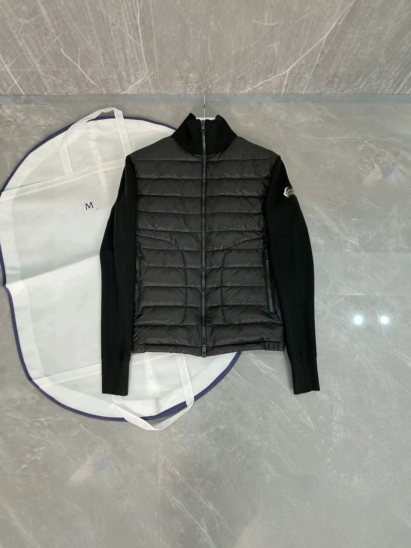 European-style bestseller: M brand knitted patchwork casual down jacket, white duck down, warm, slim-fit, winter style