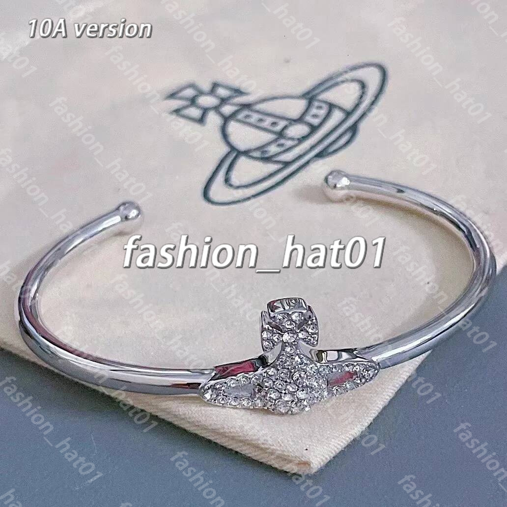 2026 AAA Designer Vivienes Viviannens High Version Empress Dowager Saturn Bracelet Shining Full of Diamonds Open Versatile and End Viviane Bracelet