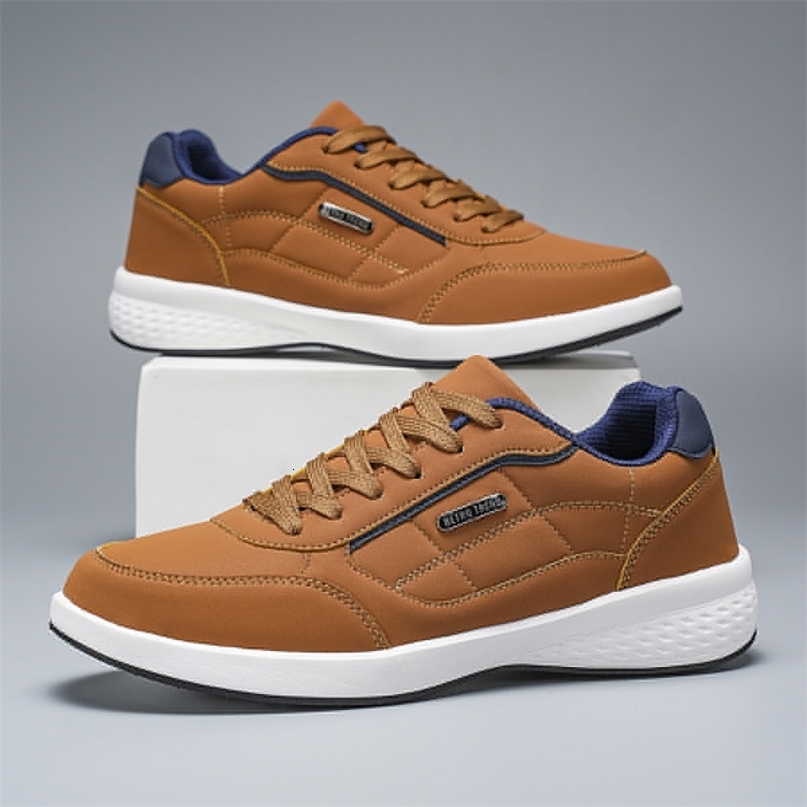 Breathable Leather Men Shoes Lightweight Comfortable Sneakers Fashions Lace Up Casual Flat Zapatillas Hombre 260915