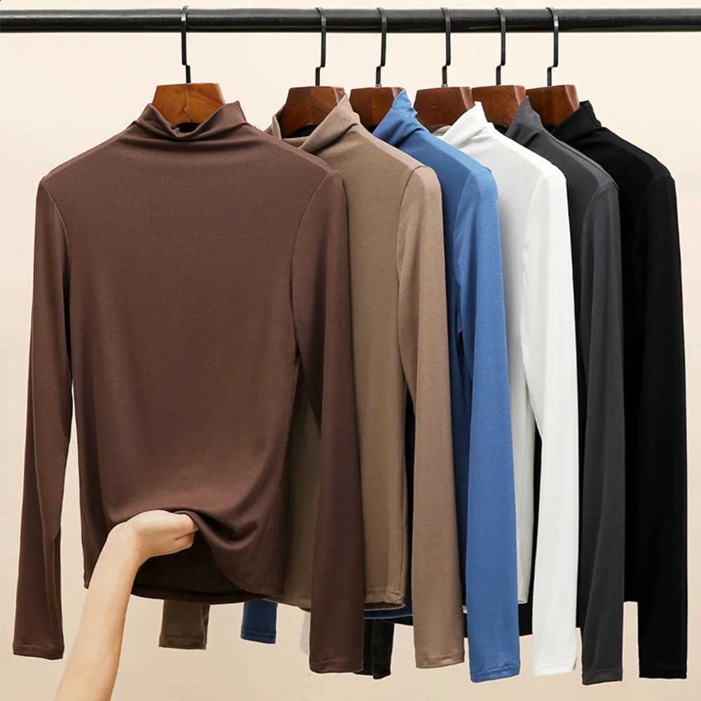 1pcs Half Turtleneck Modal Bottoming Shirt Women Autumn Winter New Inner Wear Fashion Slim Thickened Long Sleeve Top Pullover H260916