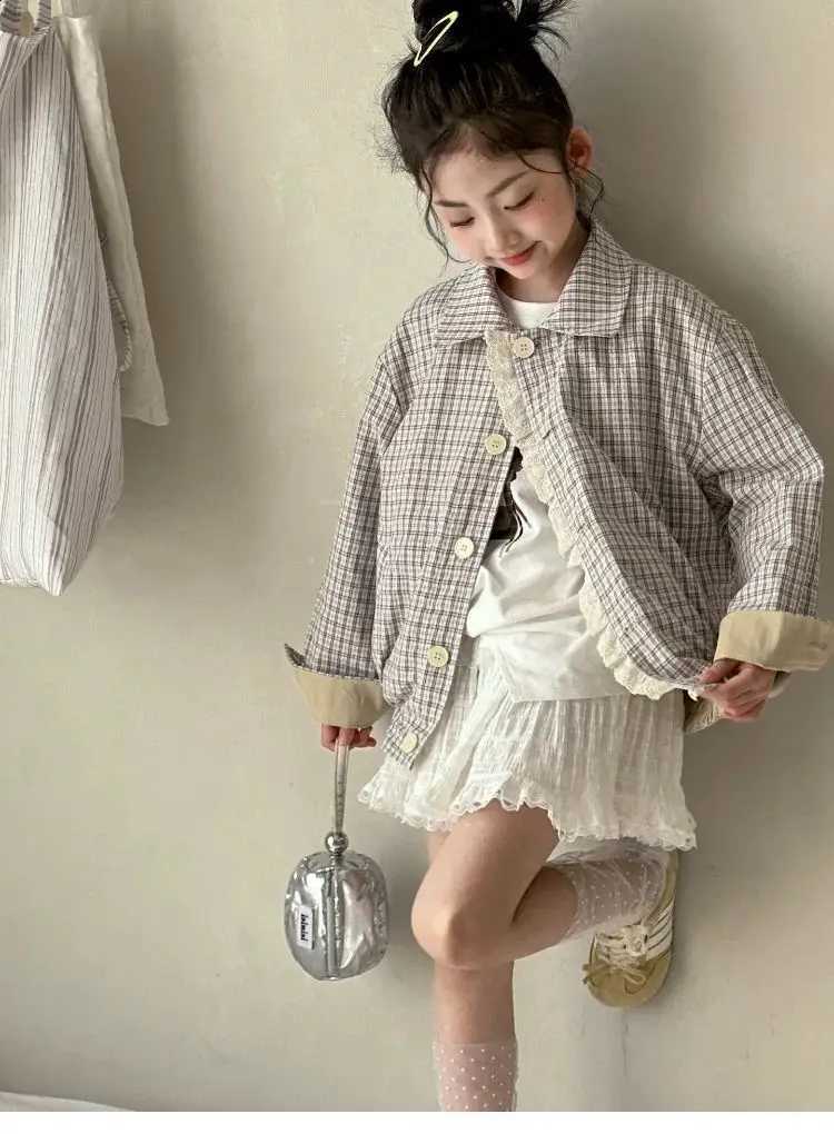 Jacket Spring Girls Fall 2026 New Big Girls Spring Reversible Jacket Top Little Girl Korean Kids ClothesT260916