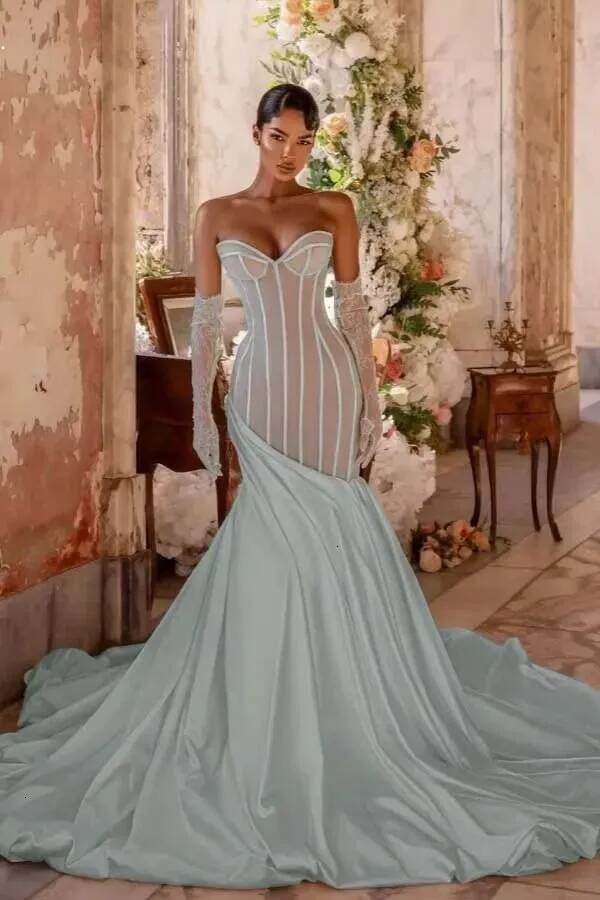 Aso Ebi Mermaid Prom 2026 Sweetheart Satin Stylish Elegant Evening Dresses For Black Women Birthday Dinner Party Formal Reception Gowns Dress