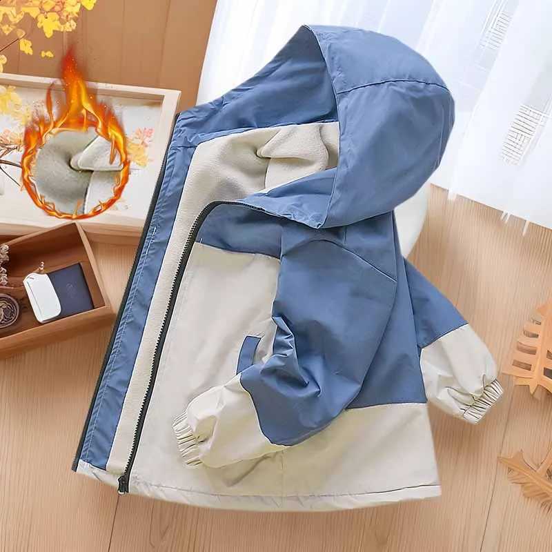 Padded Trench Boys Children's Fleece Jacket Winter Warm Casual Windbreaker 2025 Autumn Hooded Fashion Outerwear New Kids ClothesT260916
