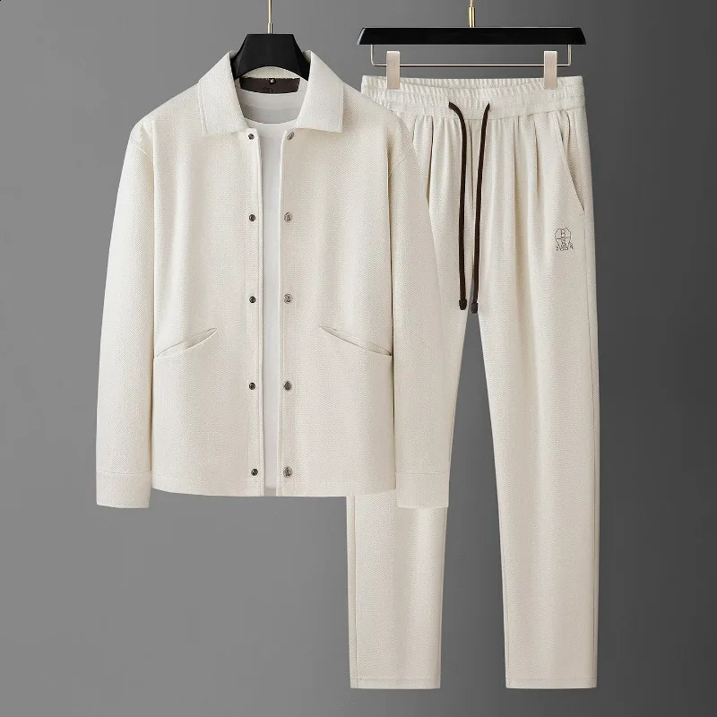 Minglu Wool Autumn Winter Mens Sets y Solid Color Single Breasted Male Outerwear Fashioni Sport Casual Man Tracksuits 260914