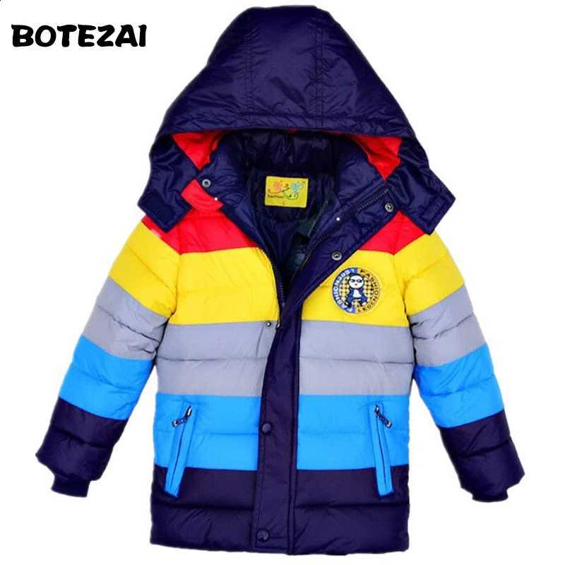 Infant Fashion Jackets Boys Stripe Winter Down Coat 2025 Baby Wear Kids Warm Outerwear Hooded For 2-7 Yrs Children ClothesT260916