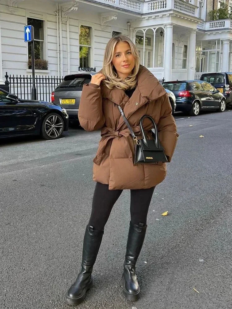 Lady Solid Thick Cotton Coats Women Fashion Solid Full Sleeve Lace Up Loose Short Pocket Jacket Winter Commute Outwear260917