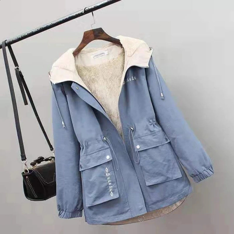 Women Winter Parkas Jacket Add Velvet Thick Warm Outwear All-match Casual Short Loose Windbreaker Female Hooded Coat C260917