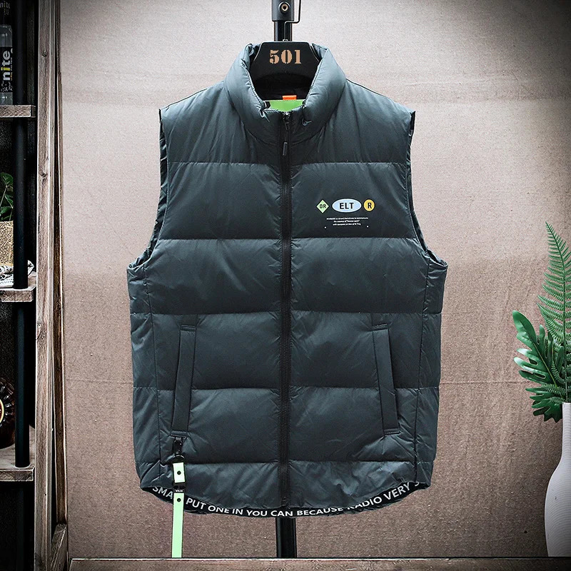Warm Casual Men's Faion Texture Stand Collar Vest Autumn Winter Large ket Student Cotton Vest Layering Outerwear 260916