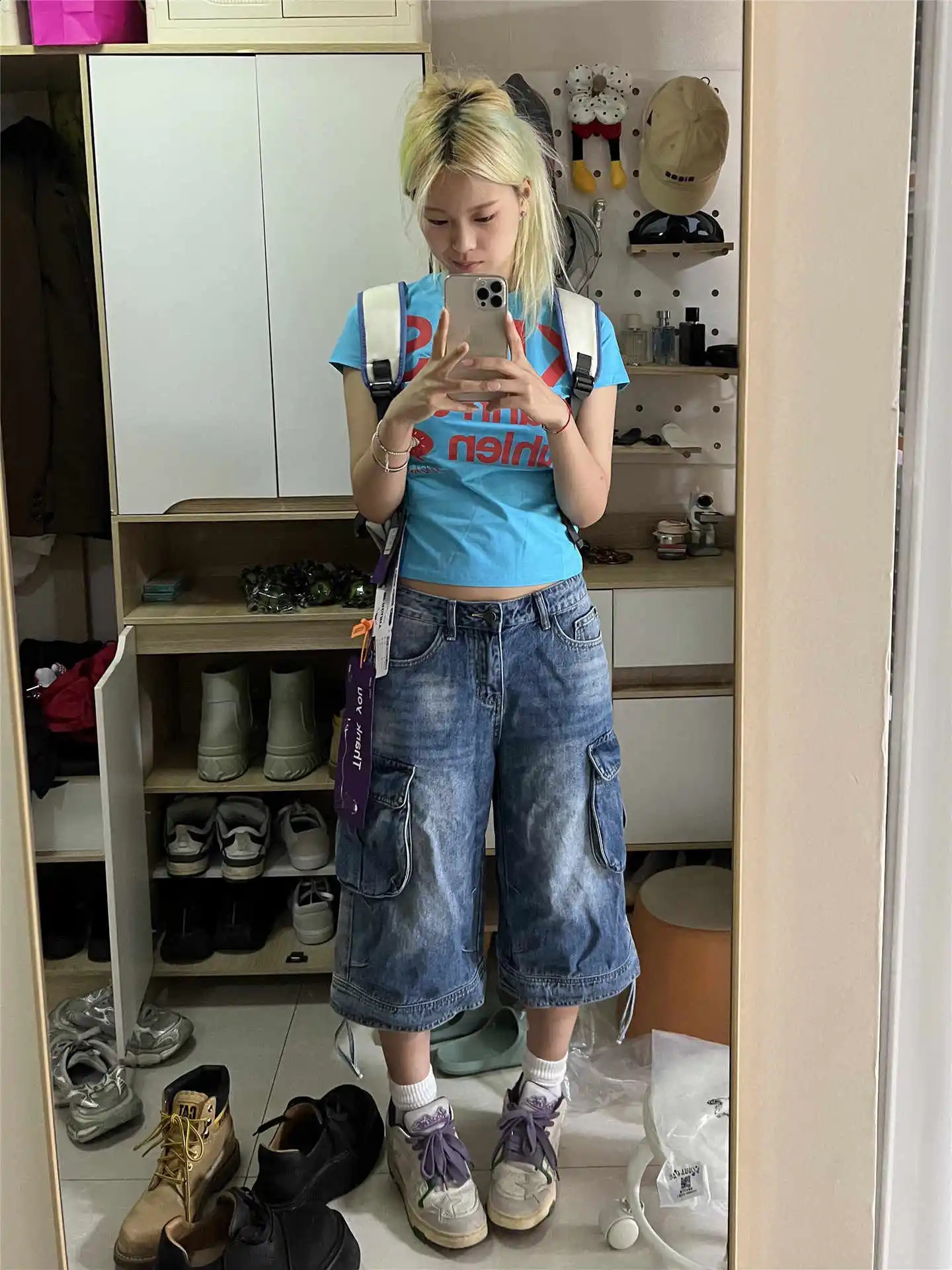 2026 Summer Women American Retro Jorts Punk Denim Shorts Y2K 2000s Japanese Harajuku Cargo Jeans CalfLength Pants Boyfriend 260915