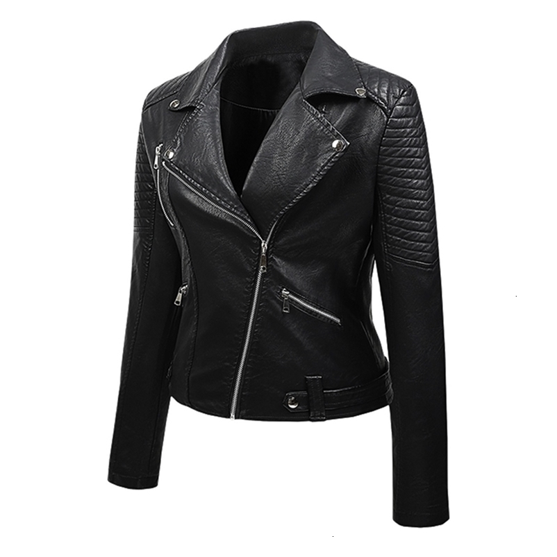 Womens Short Pu Leather Jackets Vintage Suit Pockets Zip Up Motorcycle Outwears Solid Color Bomber Jacket 260916