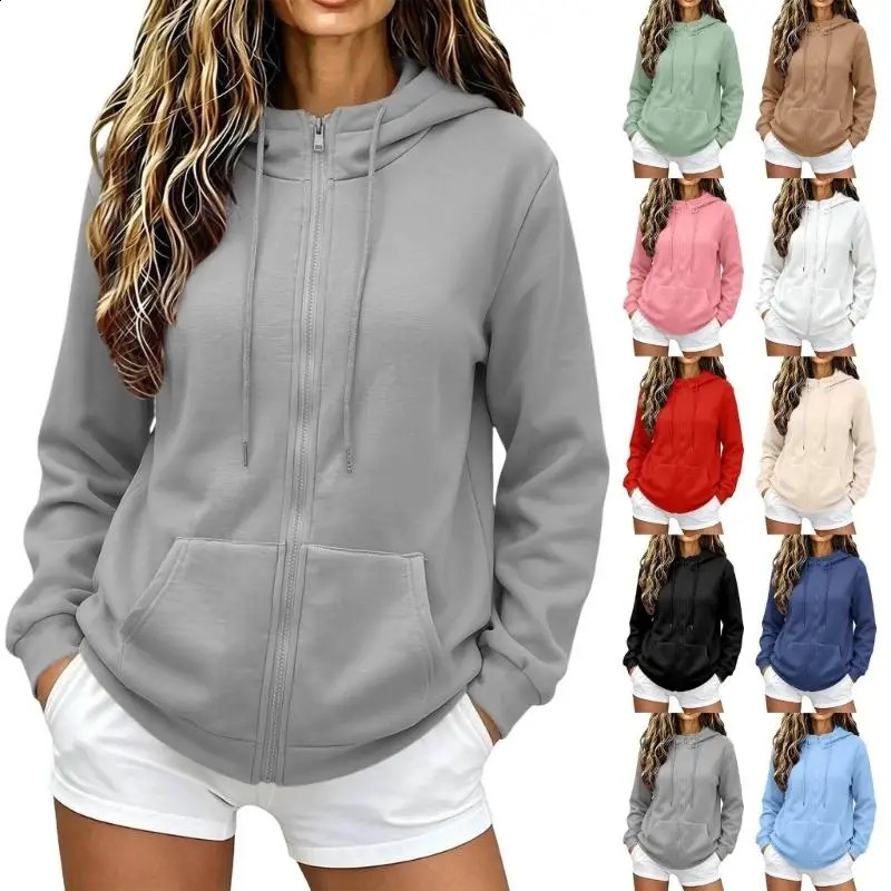 652F Womens Zip Up Hoodie Oversized Fleece Long Sleeve Sweatshirts Casual Fall Coat with Pockets 260917