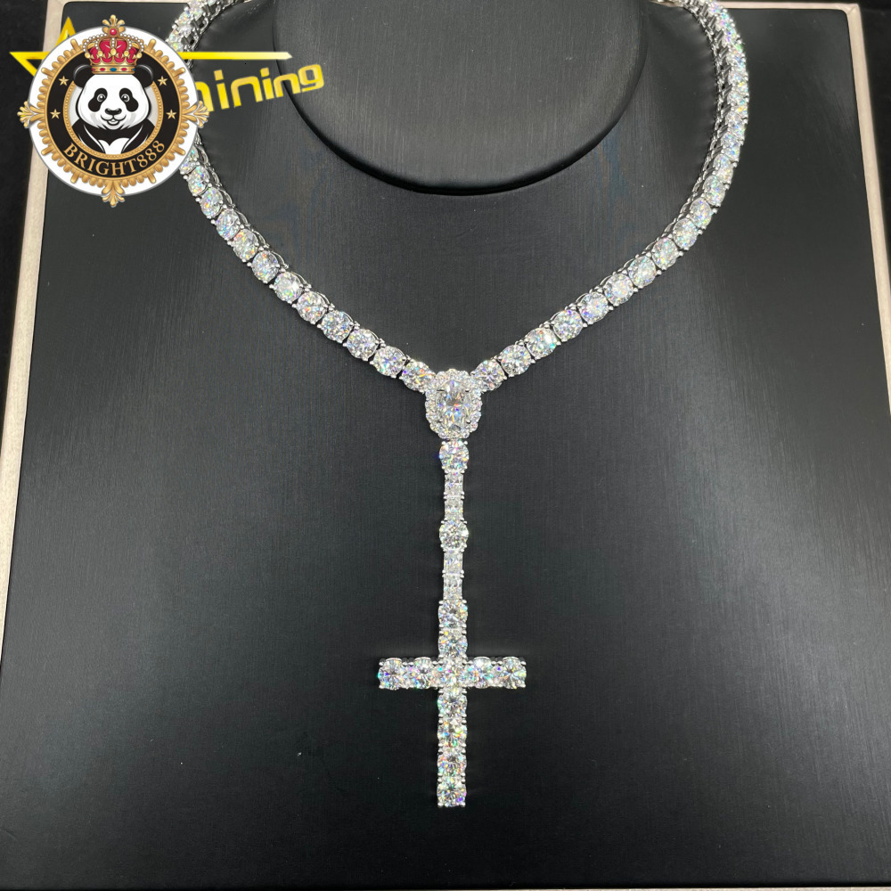 Factory Price Pass Tester Gra Certified Hip Hop Jewelry 925 Sterling Silver Iced Out 3mm 5mm Cross Tennis Chain Moissanite