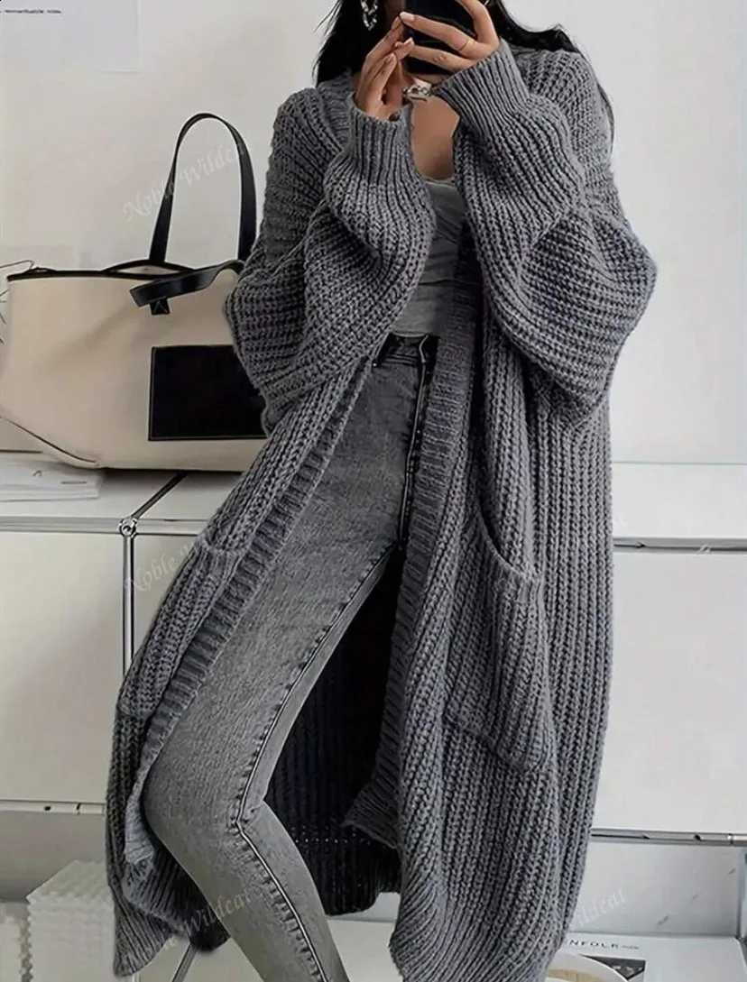 Maxi Women Long Oversized Knit Cardigan Lazy Style Chunky Cable Knit Open Front Loose Sweater Coat Casual Outerwear For Autumn J260916