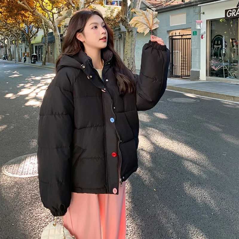 Oversize Parkas Coat Women Korean Casual Sweet Cute All Match Loose Hooded Down Coat Female Winter New Warm Outerwear H260917