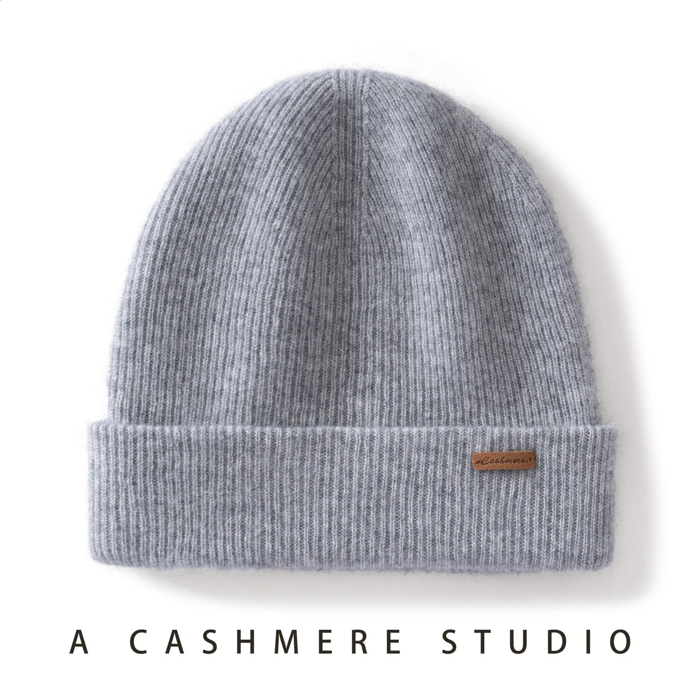 100% Cashmere Hat For Women Men Outdoor 2-Layer Thickened Warm Winter Hats Solid Caps Knit Seamless Beanie Hat Unisex 260917