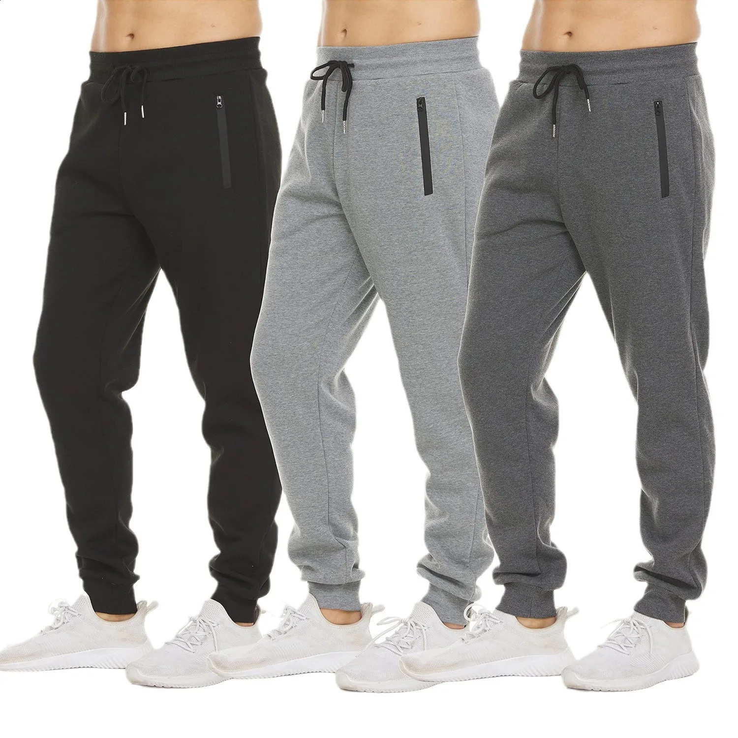 Sweatpants Streetwear Trousers Men Pants Solid Color Drawstring Zipper Pockets Cargo Pants Men Overalls Running Pants 260917