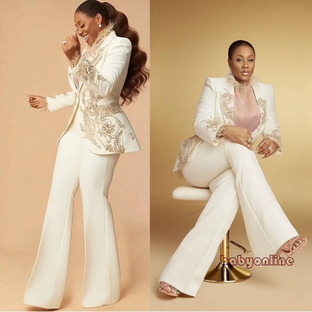 Exquisite Beaded Women Pants Suits 2 Pieces Sets Plus Size Formal Mother Suits Customized Wedding Guest Party Outfit