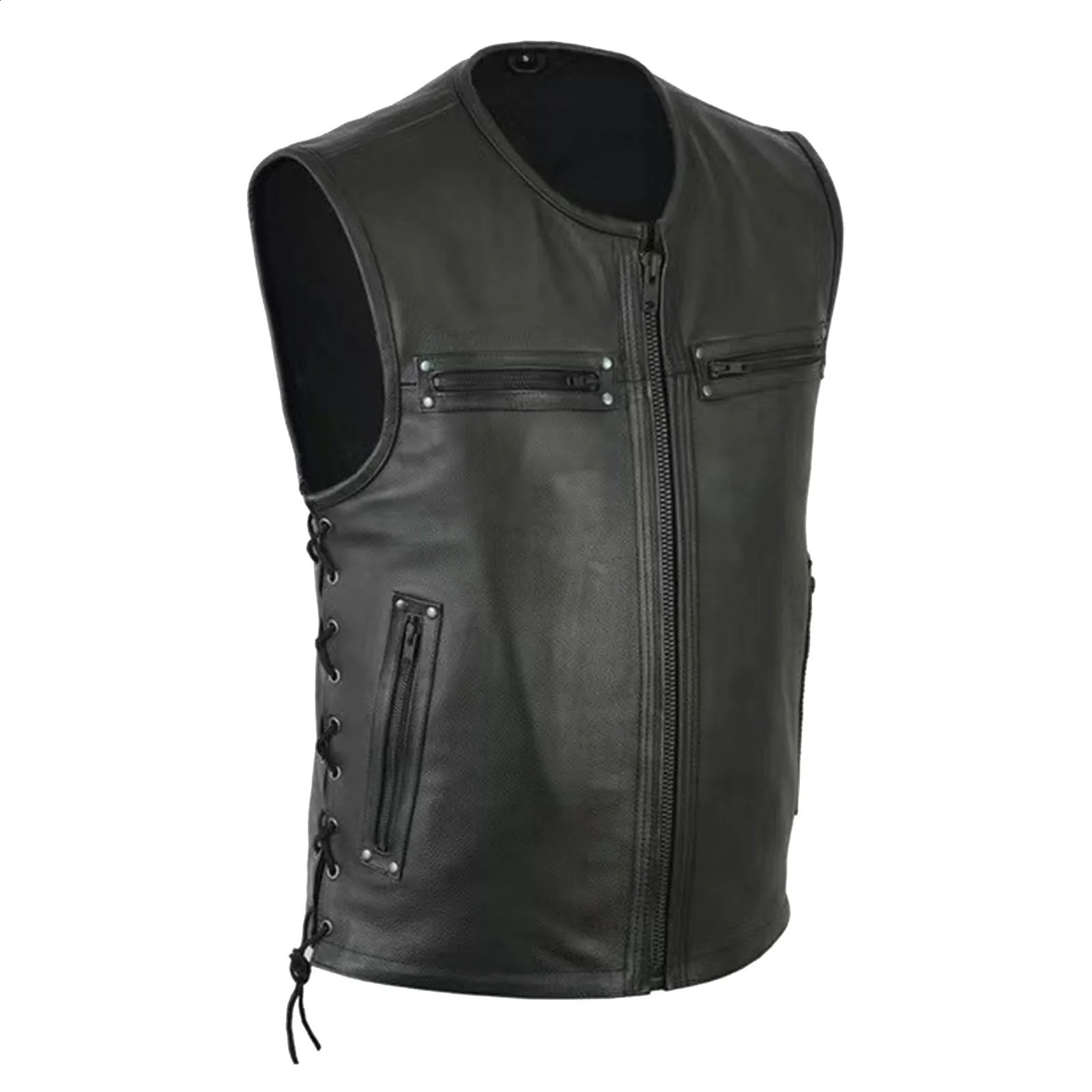 Mens Motorcycle Biker Leather Vest Male Clothing Autumn Winter Men's Faux Leather Waistcoat Sleeveless Jackets Zipper Vests 260917