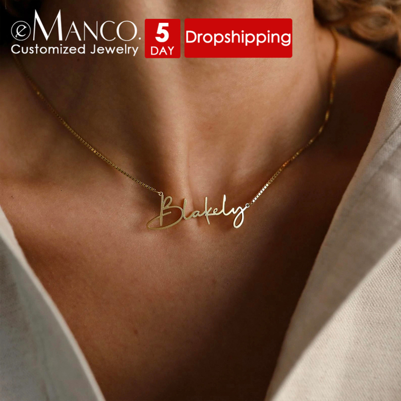 Customized Fashion Stainless Steel Name Necklace Personalized Letter Gold Color Choker Pendant Nameplate Gift 260915