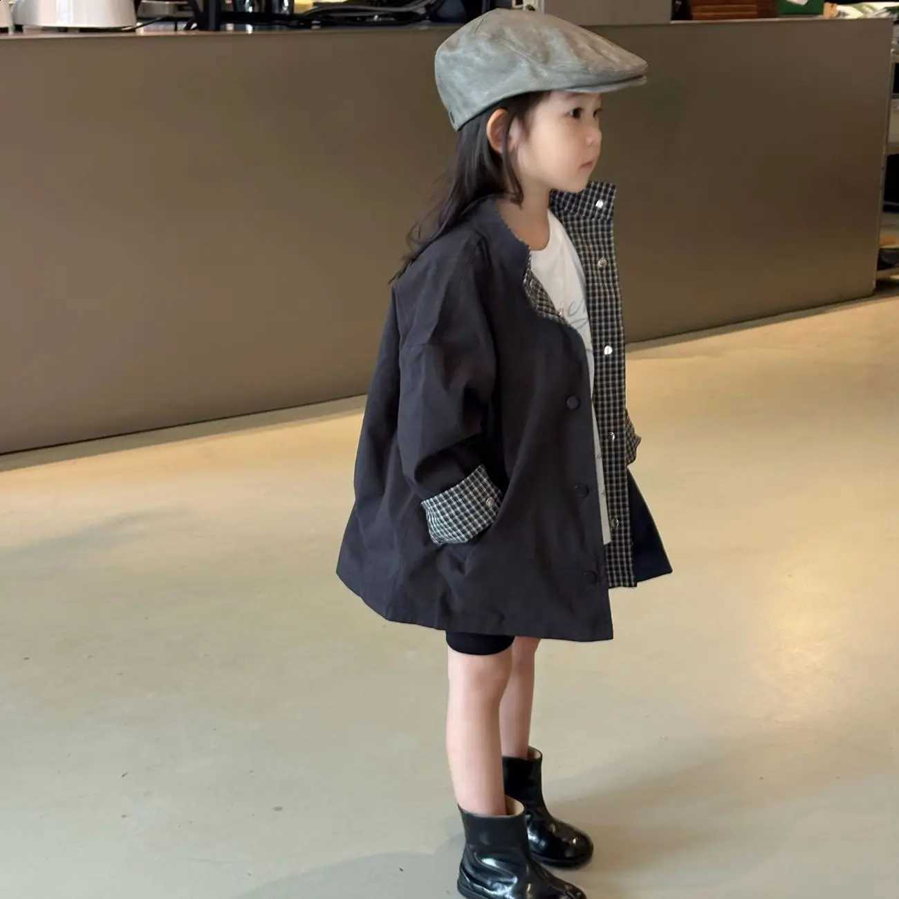 Coat Spring Girls and Autumn New Style Children's Fashion Windproof and Rainproof Two sided Windbreaker JacketT260916