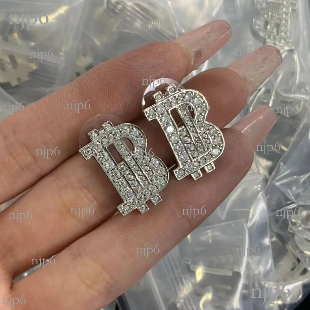 Designer luxury fashion earrings Fashion Mens B Earrings With vertical lines Jewelry Formal Shine Dia Pendant Studs Hoop Ear Rings Wedding Partys