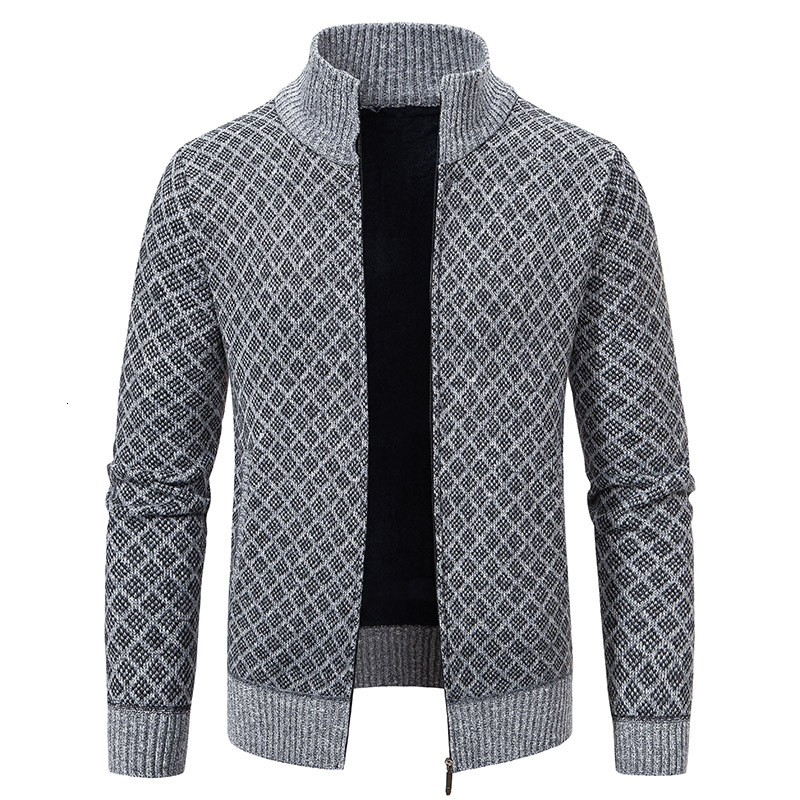 Men's Knitted Cardigan Coat Korean Slim Fit Trendy Sweater Autumn Winter Zip Up Mens Fleece Lined Top Clothing J260917