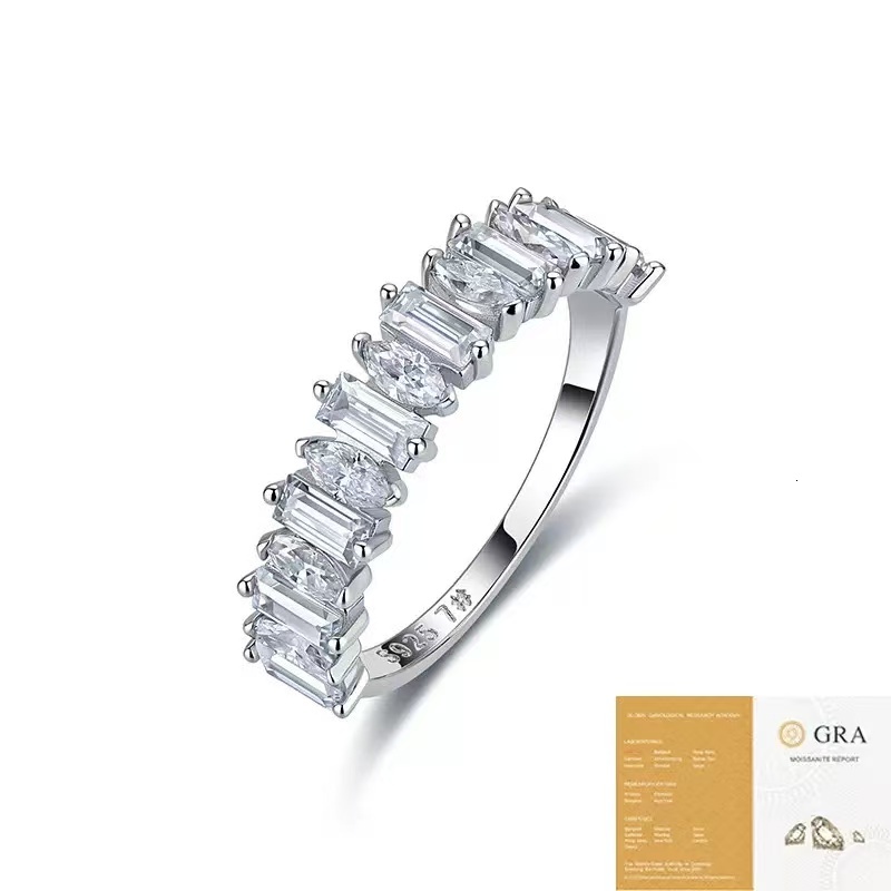 s925 sterling silver luxury 18k goldplated ring full moissanite rectangular oval halfeternity setting ring