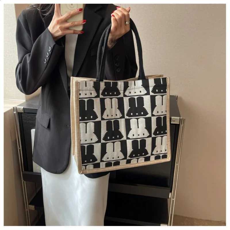 Women Cute Rabbit Pattern Tote Bag Large Capacity Fashion Shoulder Bag Casual Commuter Mummy Bag for College Students Daily Use H260916