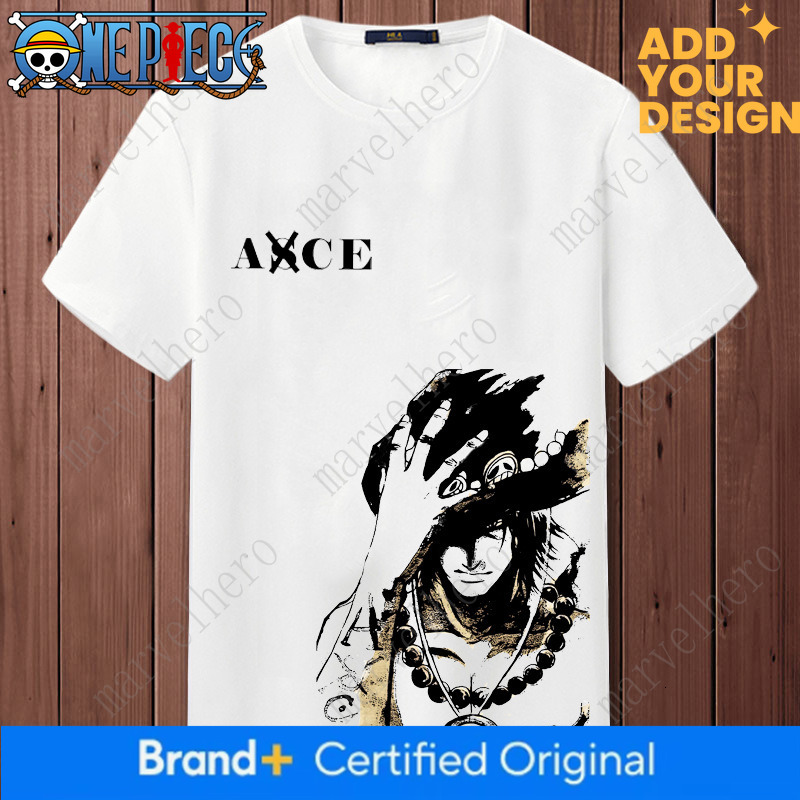 co-branded men's short-sleeve T-shirt Ace Luffy summer trendy loose-fitting youth One Piece anime clothing