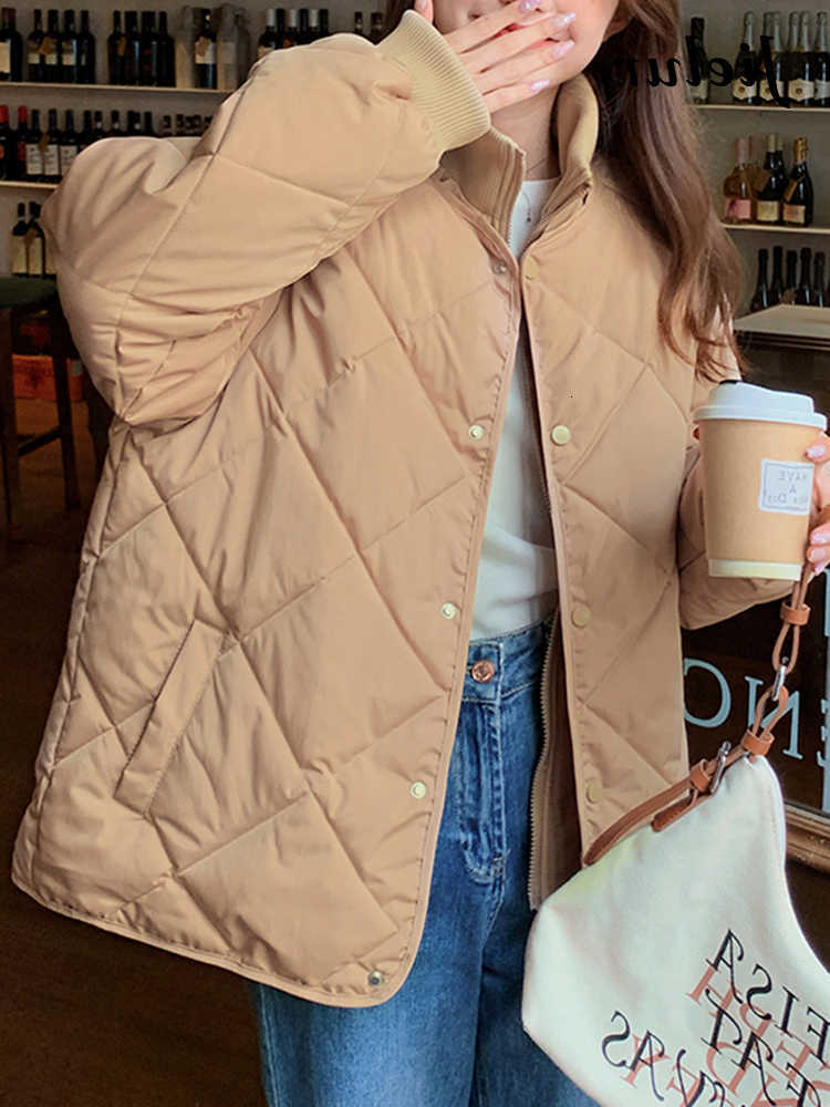 Ins Single Breasted Korean Jielur Casual Parkas Solid Color Fake Two Piece Set Chic Zipper Women Parkas Apricot Khaki Black Coat H260917