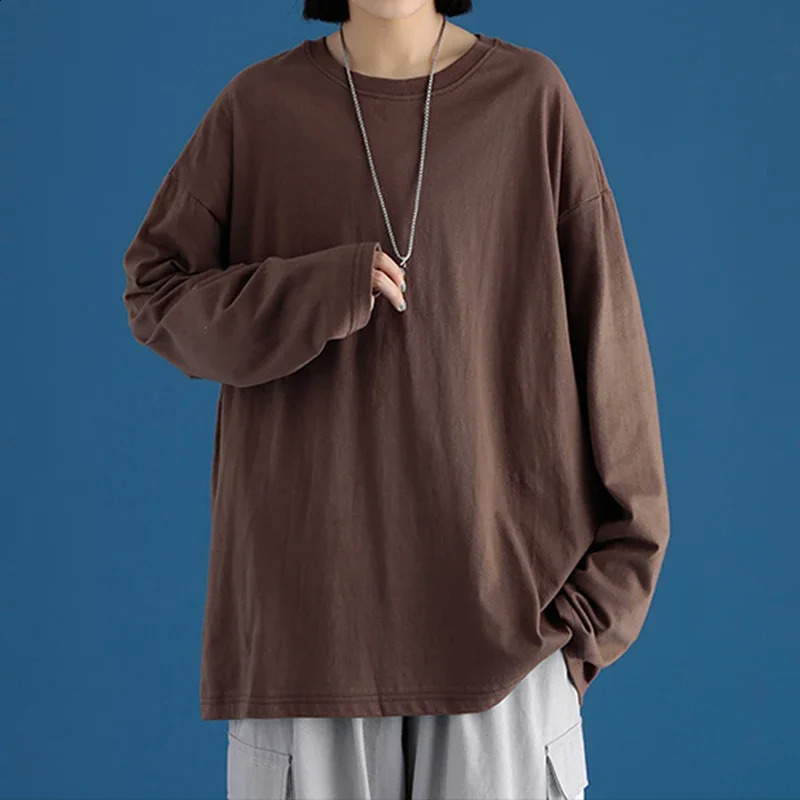 LEGIBLE 2026 Spring Autumn Long sleeve Cotton T-Shirt Women Basic Tee Shirt Oversize T Shirt Women Casual O-neck Women tshirt 260917