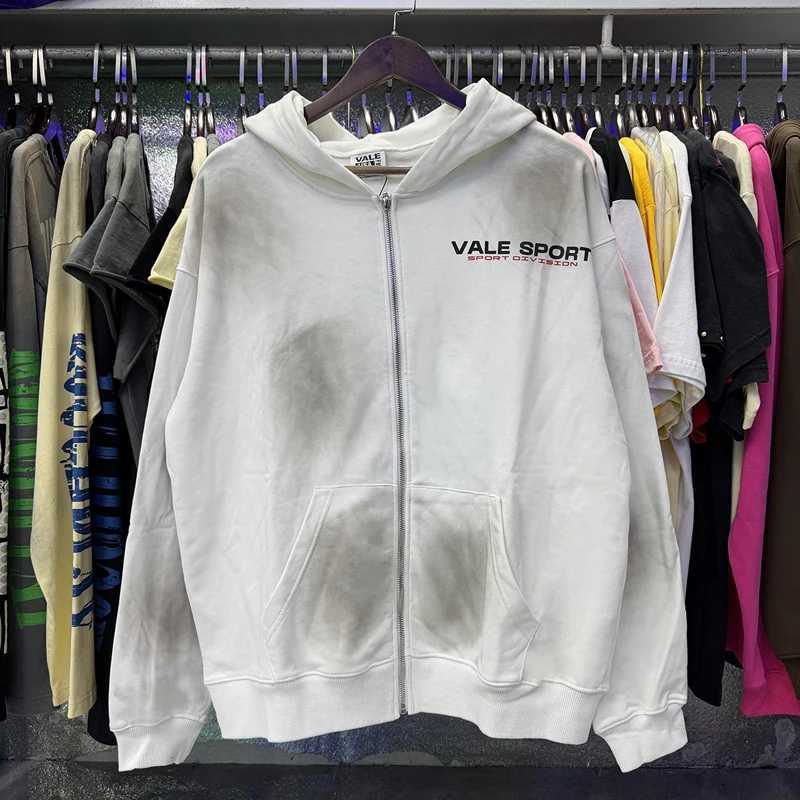 Stock 26SS New Vale Heavyweight Hoodies Street Fashion Brand Letter Print Fashion Versatile Men's Women's Loose Zipper Cardigan X260916