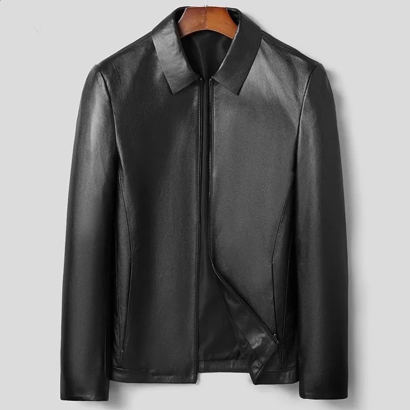 Men's Loose Max Leather Jacket Cowhide down Big Lapel Genuine Sheepskin Outerwear Warm for Autumn And Winter 260917