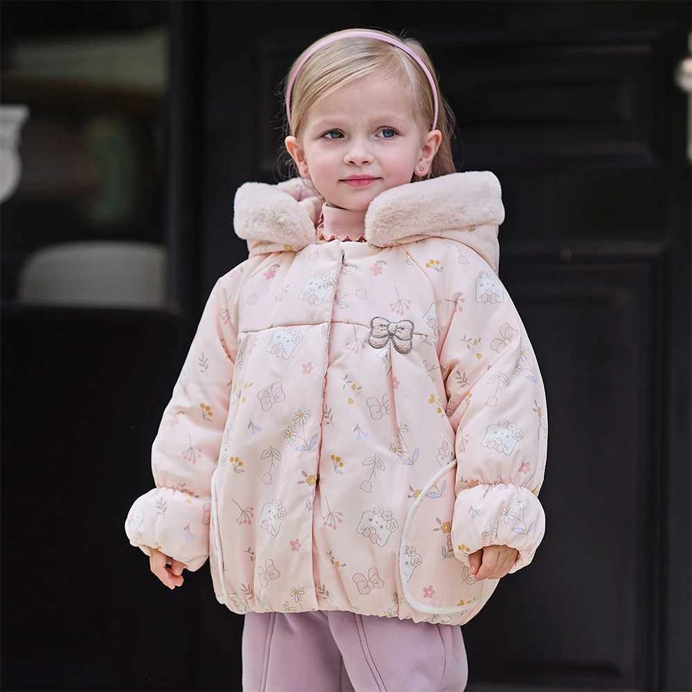 Coat Children Dave Winter Bella Girl Thick Fashion Hooded Jacket Cute Print Waterproof Top Outerwear Children Clothing DB4254340 J260917
