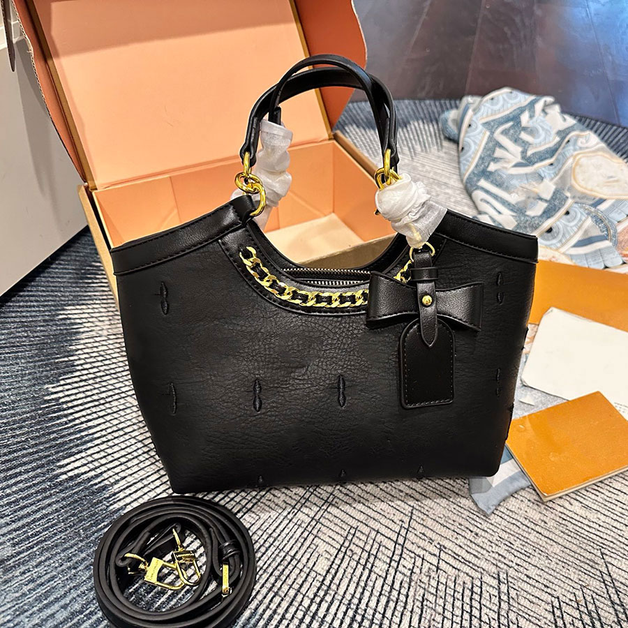 26 Women Tote Handbag Luxury Chain Detail Top Handle Bag Removable Shoulder Strap Large Capacity Crossbody Shoulder Bag 24cm