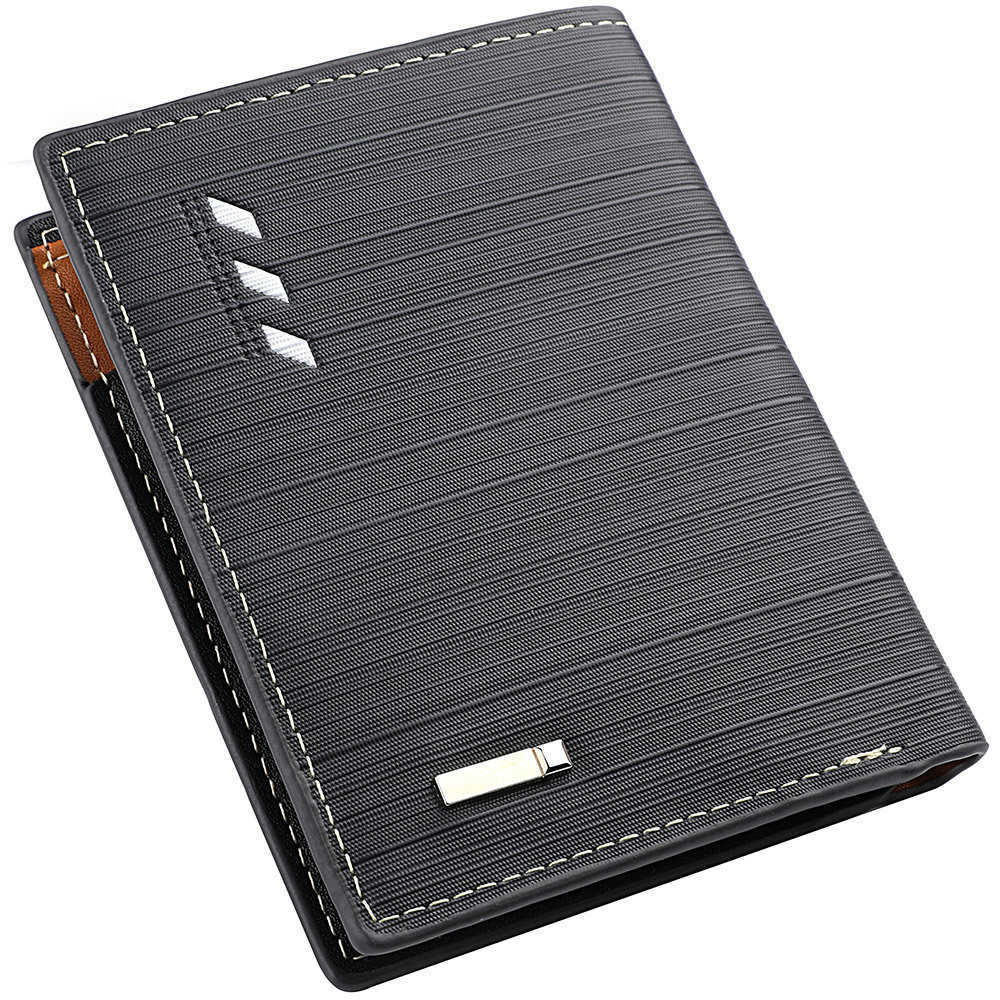 Stripe Vertical Men's Wallet Multi Function ID Holder Two -fold Money Clip High Quality Leather Coin PurseT260917