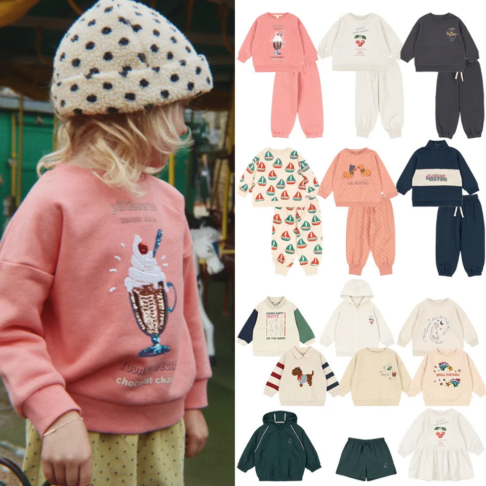 2026 KS Spring Baby Boys Cotton Sweatshirts Pullovers Pants Sets Kids Sun Protection Clothing Girls Sweatshirts Hoodies Trousers 260916