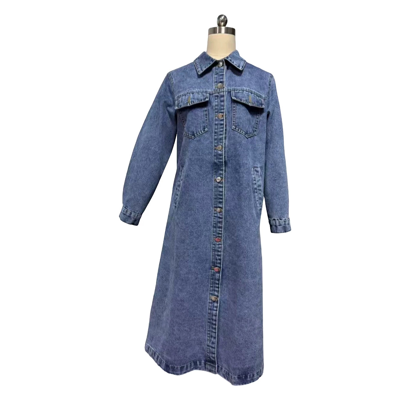 Women Vintage Loose Long Sleeve Print Cotton Jean Jackets Spring Fall Female Casual Blue Denim Jacket Coats Streetwear Outwear