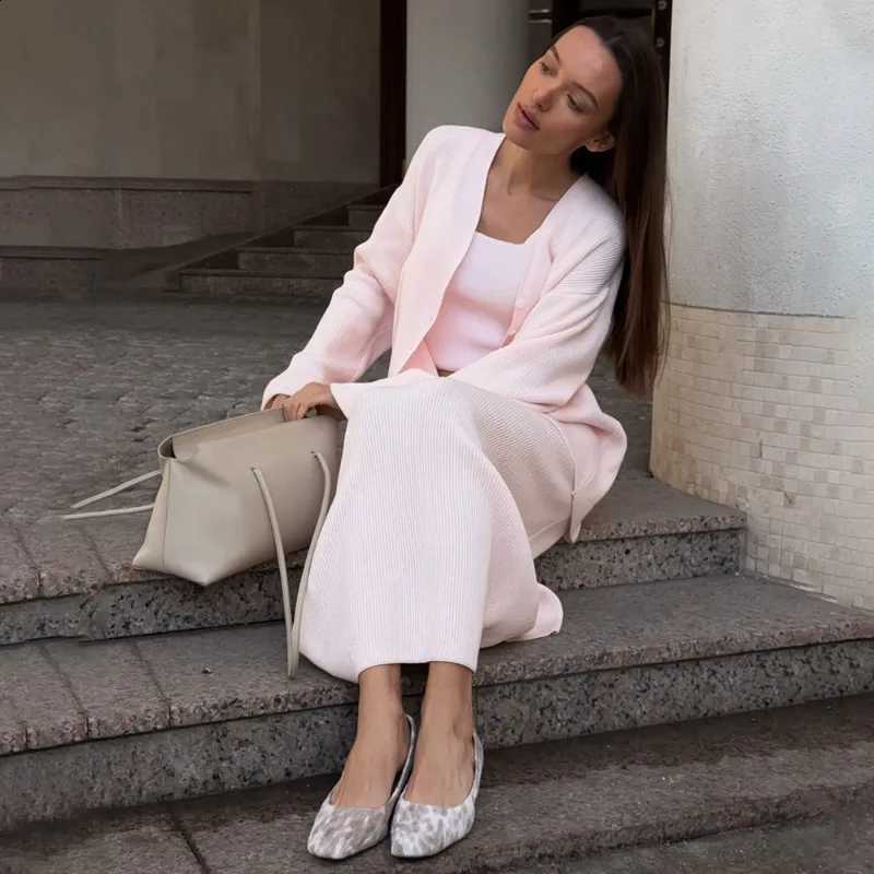 Women's Tsiisd Knitwear 3 Fashion Piece Set Cardigan Tank Skirt Ribbed Casual Commute Elegant Soft Outfits Knit Matching SetsW260915