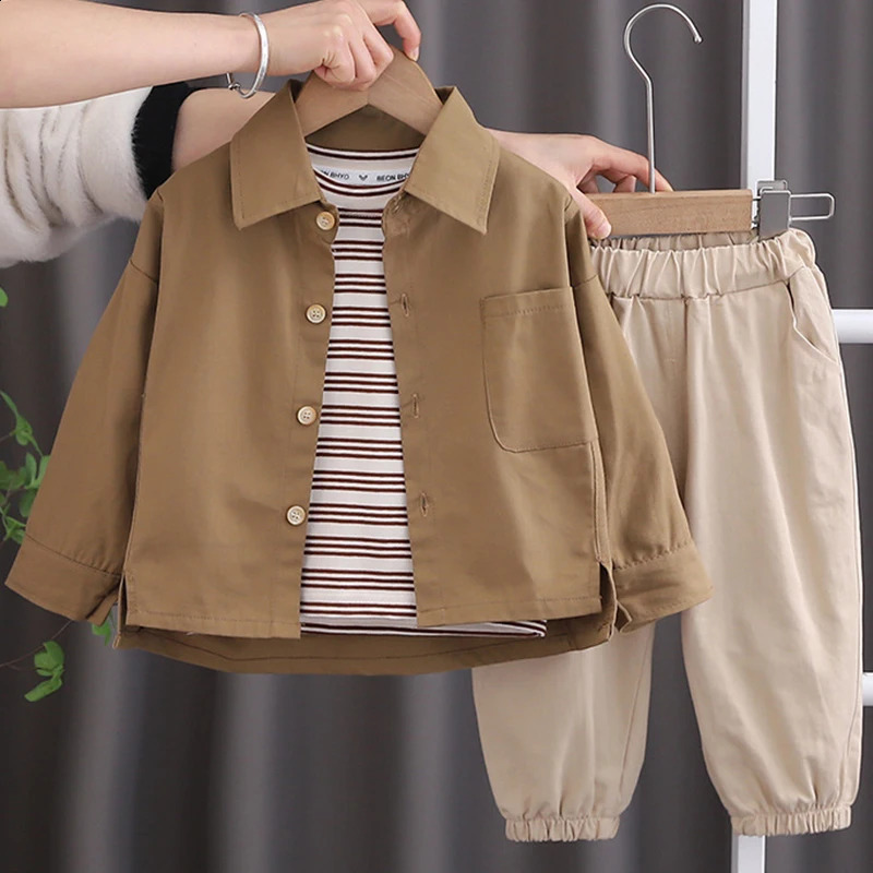 3Piece Sets Spring Autumn Baby Boy Clothes Korean Fashion Casual Long Sleeve TopsT-shirtPants Children Boutique Clothing BC274 260916