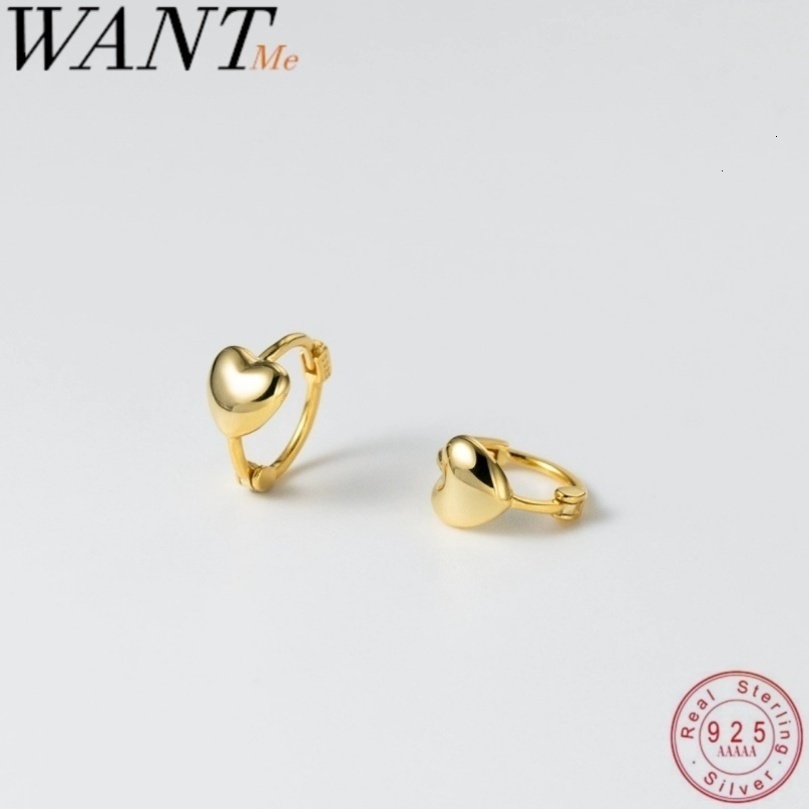 WANTME 925 Sterling Silver Minimalist Romantic Sweet Love Heart Hies Hoop Earrings for women Delicate Charming Party Jewelry 260915