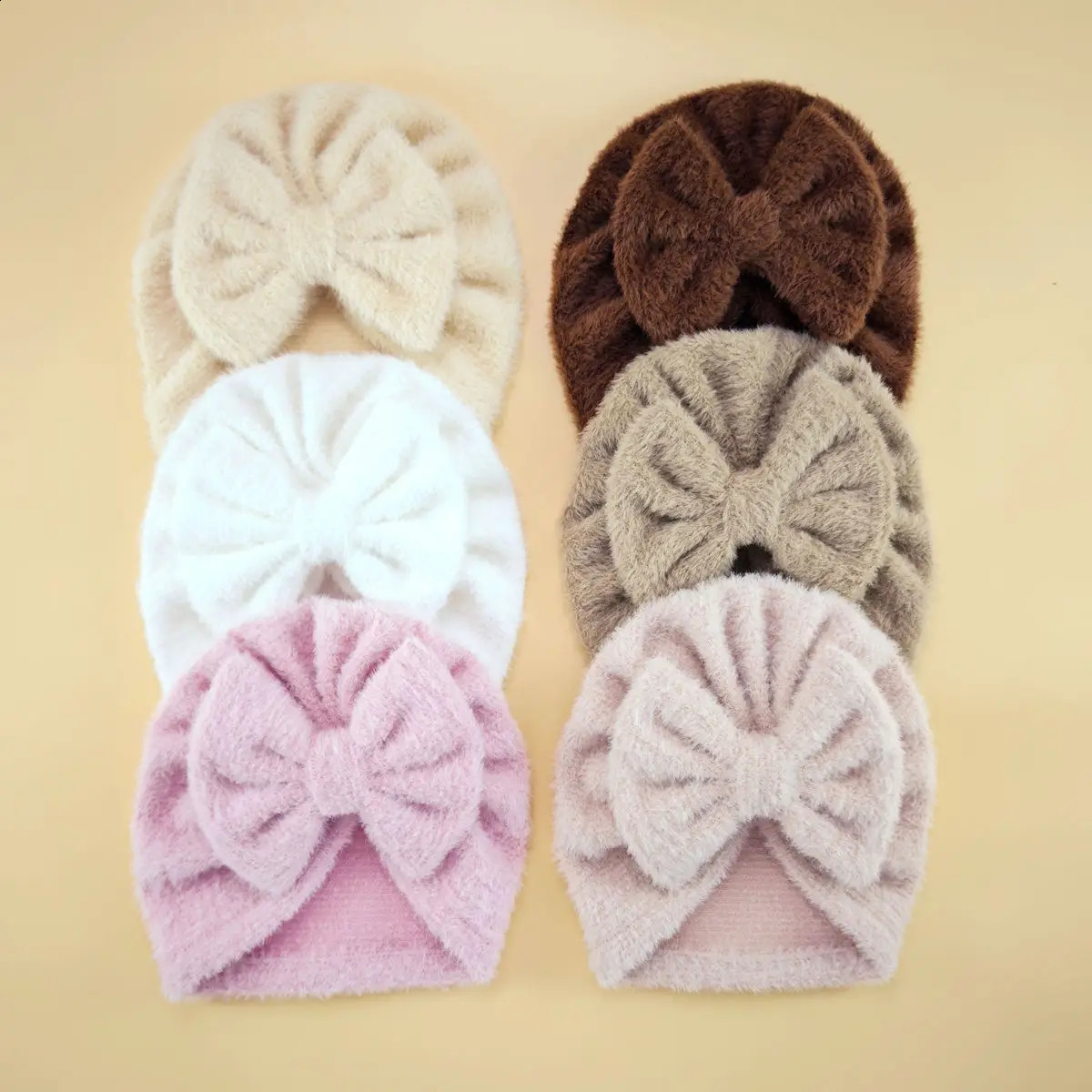 Baby Winter Bow Turban Hat Hair Accessories Knitted Top Knot Bows For Kids Warm born Beanie Cap Infant Headwraps 260916