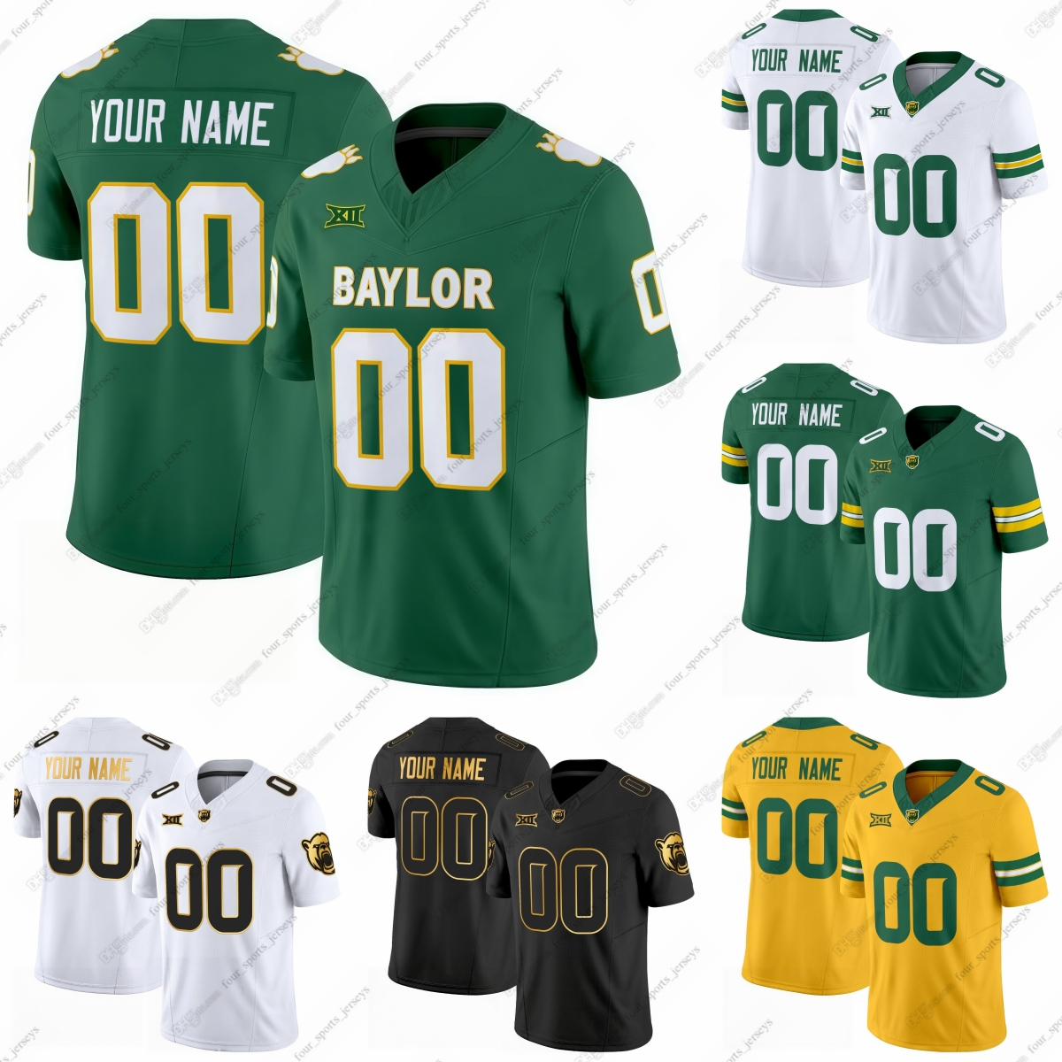 Custom 2 Dj Lagway Baylor Bears Football Jersey 4 Louis Brown IV 10 Robert Griffin lll 0 Hosea Wheeler 1 Drelon Miller 3 Jadon Porter 5 Travion Barn