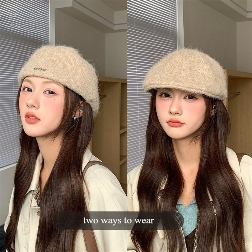 Autumn British Style Beret Hat Lady Vintage Flat Cap Winter Keep Warm Knitted All-match Peaked Forward Wholesale 260916