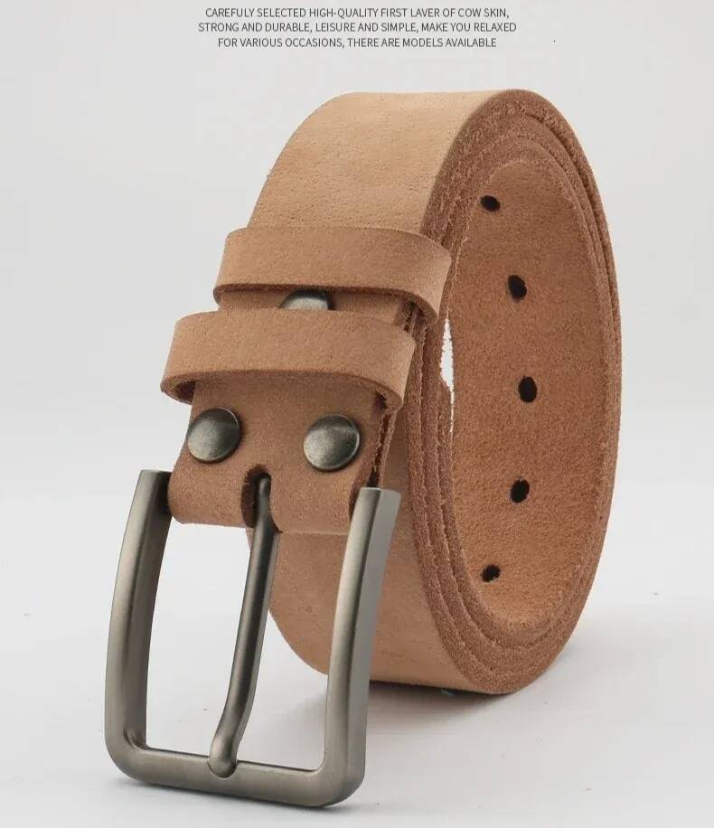 Leather Belt for Men Made From Genuine Whole Cowhide, Trimmed Edge Belt, Cowhide in Natural Color, Casual and Retro Style, W260917